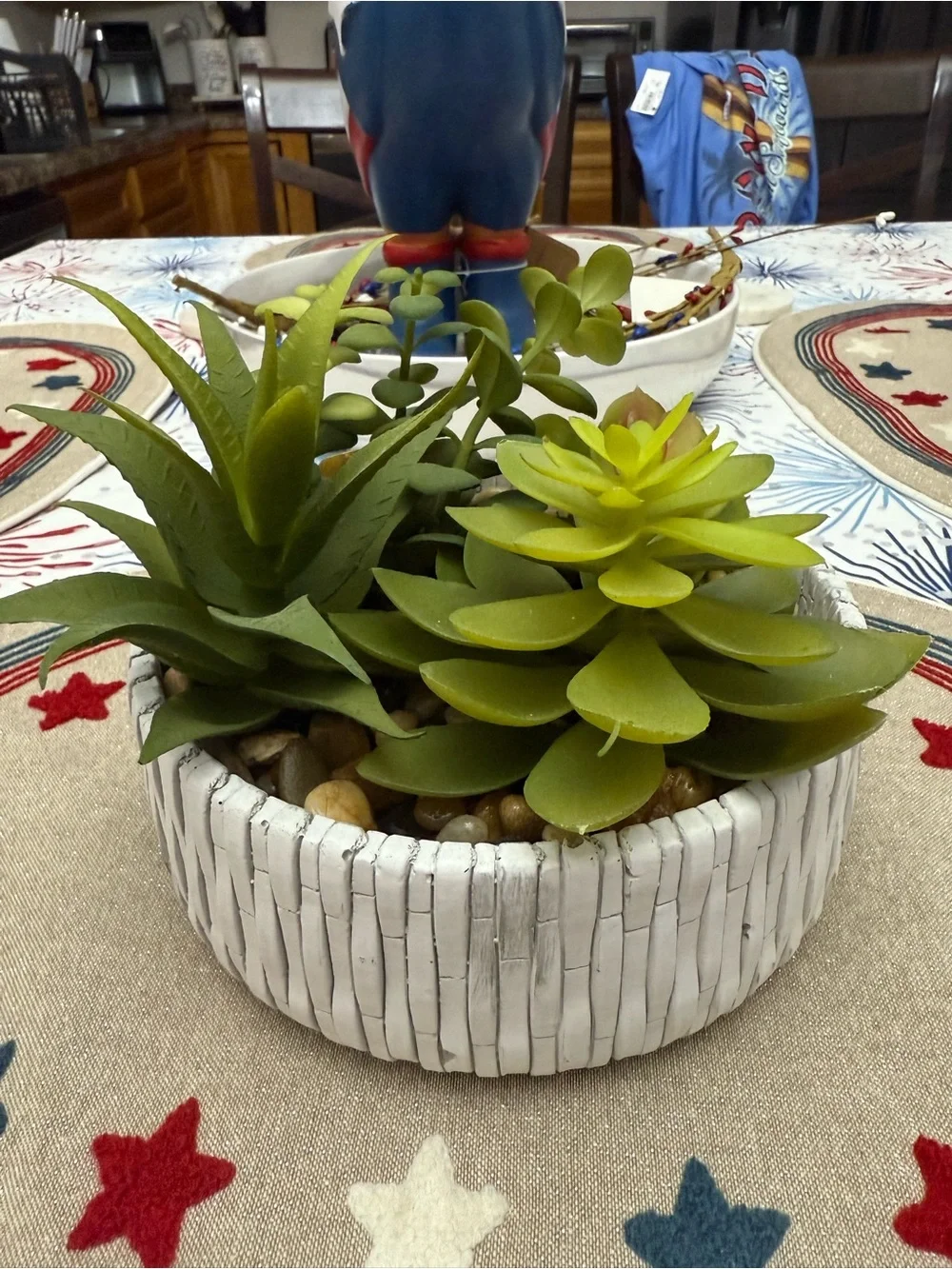 Artificial Succulent Planter in White Ceramic Bowl